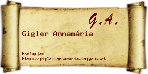 Gigler Annamária névjegykártya